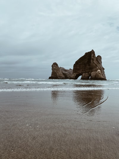 The brown rock that forms on the coast during the day
